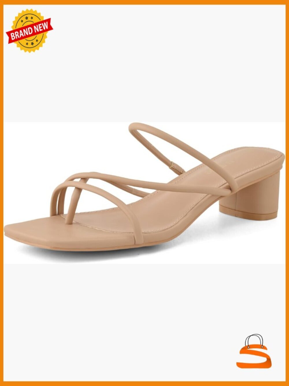Chunky Block Heel Square Toe Mule Sandals Slip On Thong Strap Kitten Heels